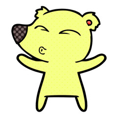 cartoon whistling bear with open arms
