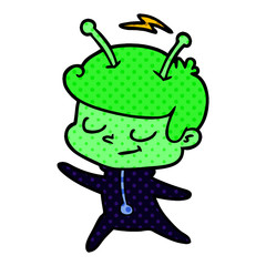 friendly cartoon spaceman dancing