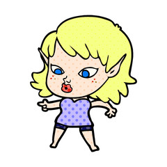 pretty cartoon elf girl