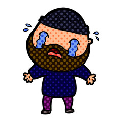 cartoon bearded man crying