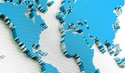 Mapa del mundo y tecnologia.Negocios internacionales y trabajo en red