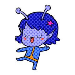 happy alien girl cartoon