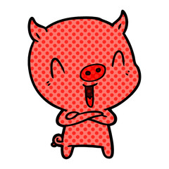happy cartoon pig