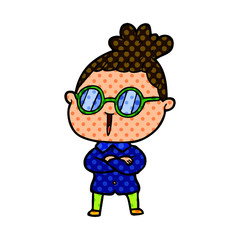 cartoon woman wearing spectacles