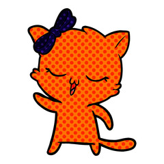 cartoon cat with bow on head
