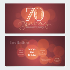 70 years anniversary invitation to celebration vector illustration