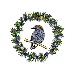 Hand drawn bird emblem
