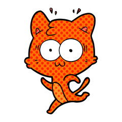 cartoon surprised cat running