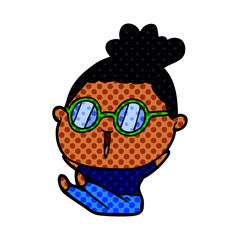 cartoon woman wearing spectacles