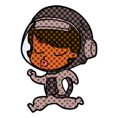 cartoon pretty astronaut girl running