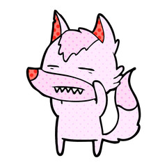 cartoon wolf showing teeth