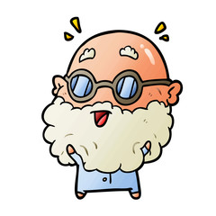 cute cartoon surprised old man