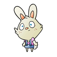 Fototapeta na wymiar cute cartoon rabbit shrugging shoulders