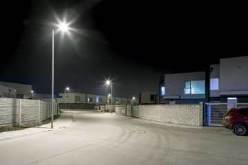 empty night street in residential area