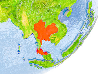 Map of Thailand on Earth