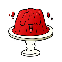 cartoon jelly on plate wobbling