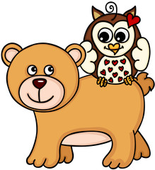 Bear and owl are friends