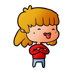 cartoon girl sticking out tongue