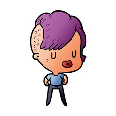 cartoon girl with punk hipster haircut
