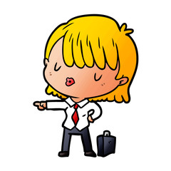 cartoon efficient businesswoman giving orders