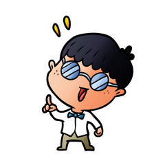 cartoon clever boy with idea