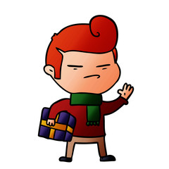 cartoon cool guy with fashion hair cut