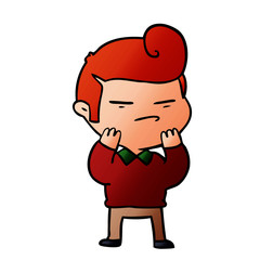 cartoon cool guy with fashion hair cut