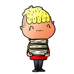 Fototapeta premium cartoon friendly boy with books