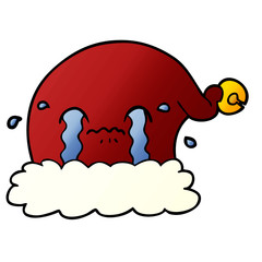 cartoon christmas santa hat crying