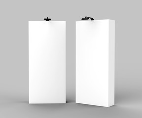 Fabric Pop Up basic unit Advertising banner media display backdrop. Blank white 3d render illustration 