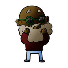 cartoon curious man with beard and sunglasses