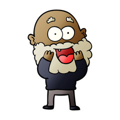 cartoon crazy happy man with beard gasping