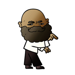 cartoon man with beard frowning and pointing