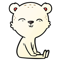happy cartoon polar bear sitting