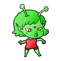 pretty cartoon alien girl