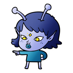 pretty cartoon alien girl