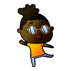 cartoon woman dancing wearing spectacles