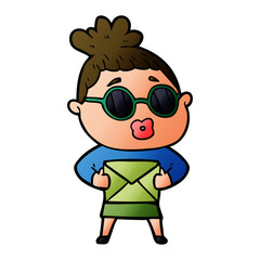 cartoon woman wearing sunglasses