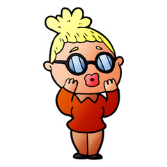 cartoon woman wearing spectacles