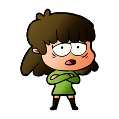 cartoon tired woman