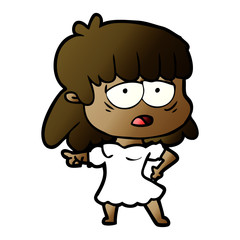 cartoon tired woman