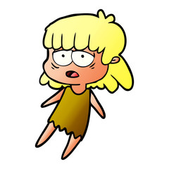 cartoon tired woman