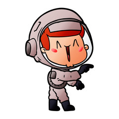 happy cartoon astronaut pointing