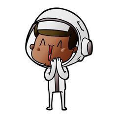 happy cartoon astronaut