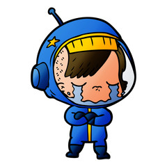 cartoon crying astronaut girl