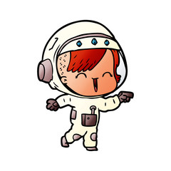 happy cartoon space girl