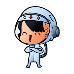 happy cartoon space girl