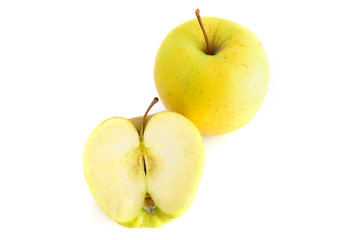 Top view of two yellow apples