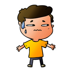 cartoon anxious man