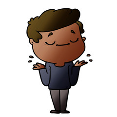 cartoon peaceful man shrugging